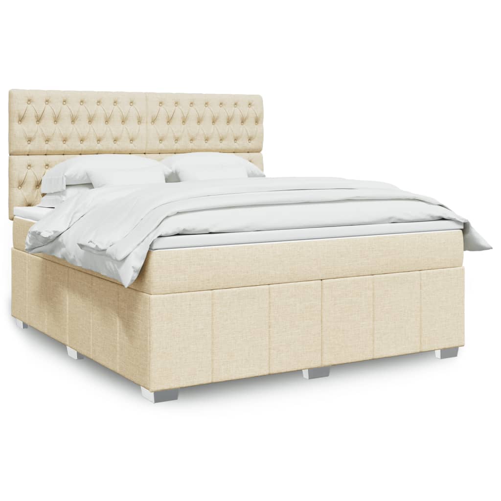 Box spring postelja z vzmetnico krem 180×200 cm blago