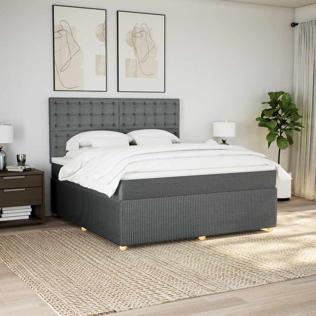 Box spring postelja z vzmetnico temno siva 180×200 cm blago