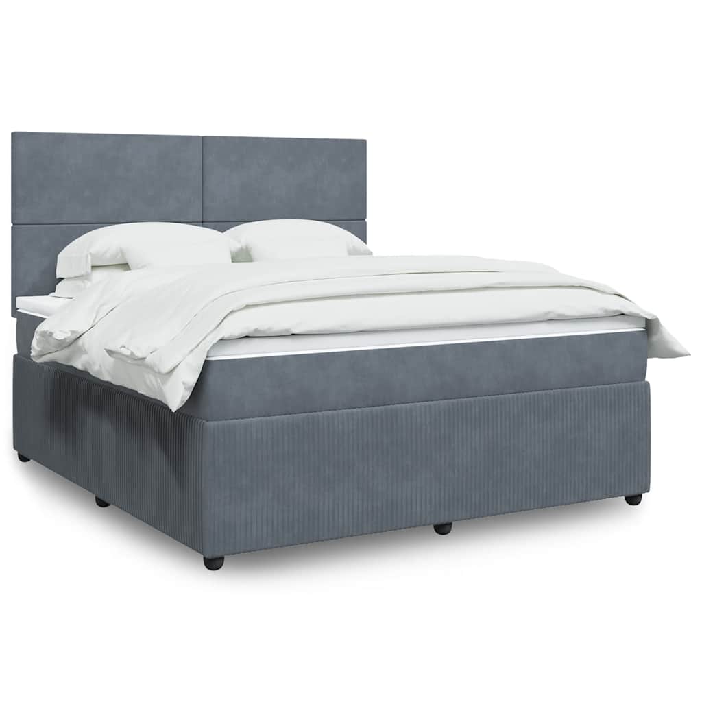 Box spring postelja z vzmetnico temno siva 180×200 cm žamet