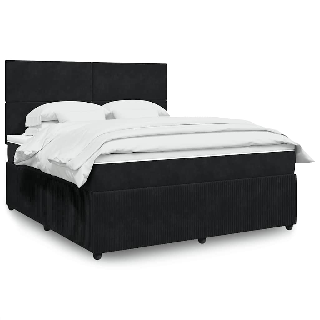 Box spring postelja z vzmetnico črna 180×200 cm žamet