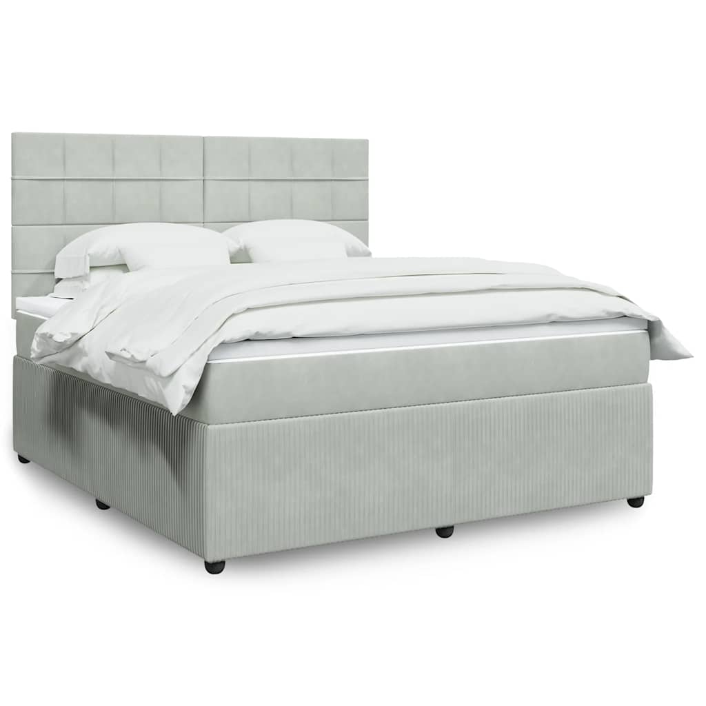 Box spring postelja z vzmetnico svetlo siva 180×200 cm žamet
