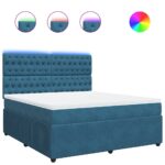 Box spring postelja z vzmetnico modra 180x200 cm žamet - Image 2