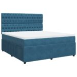 Box spring postelja z vzmetnico modra 180x200 cm žamet - Image 3