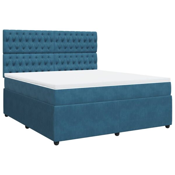Box spring postelja z vzmetnico modra 180x200 cm žamet - Image 3