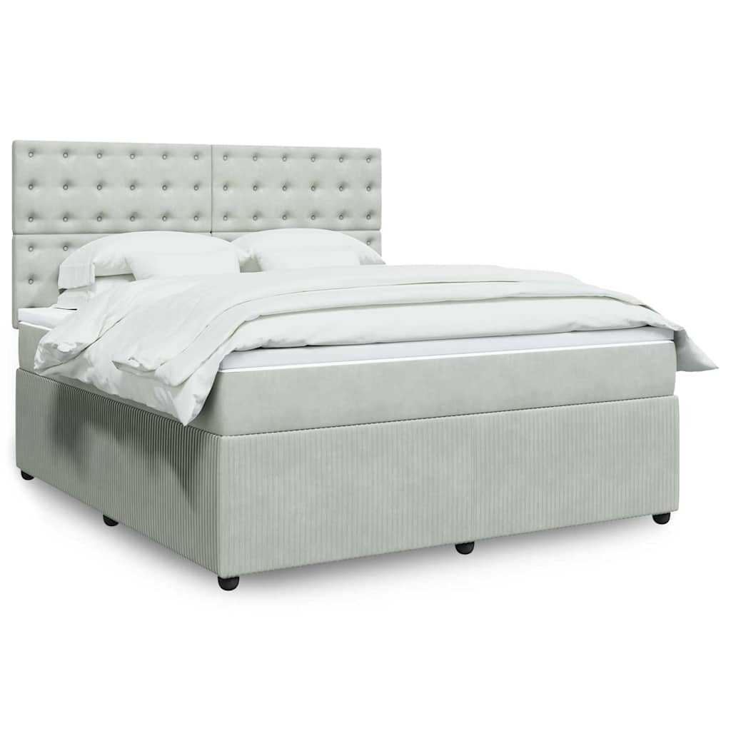 Box spring postelja z vzmetnico svetlo siva 180×200 cm žamet