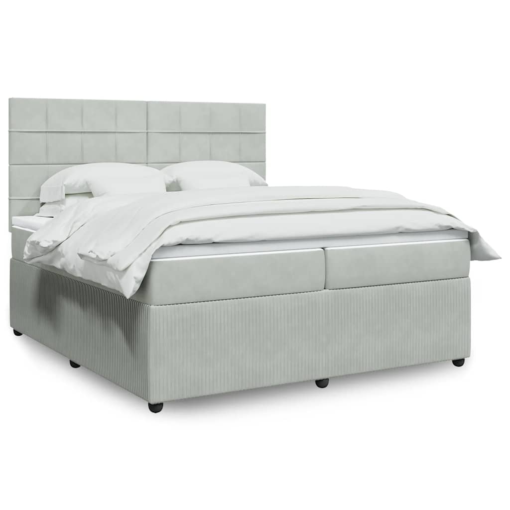 Box spring postelja z vzmetnico svetlo siva 200×200 cm žamet