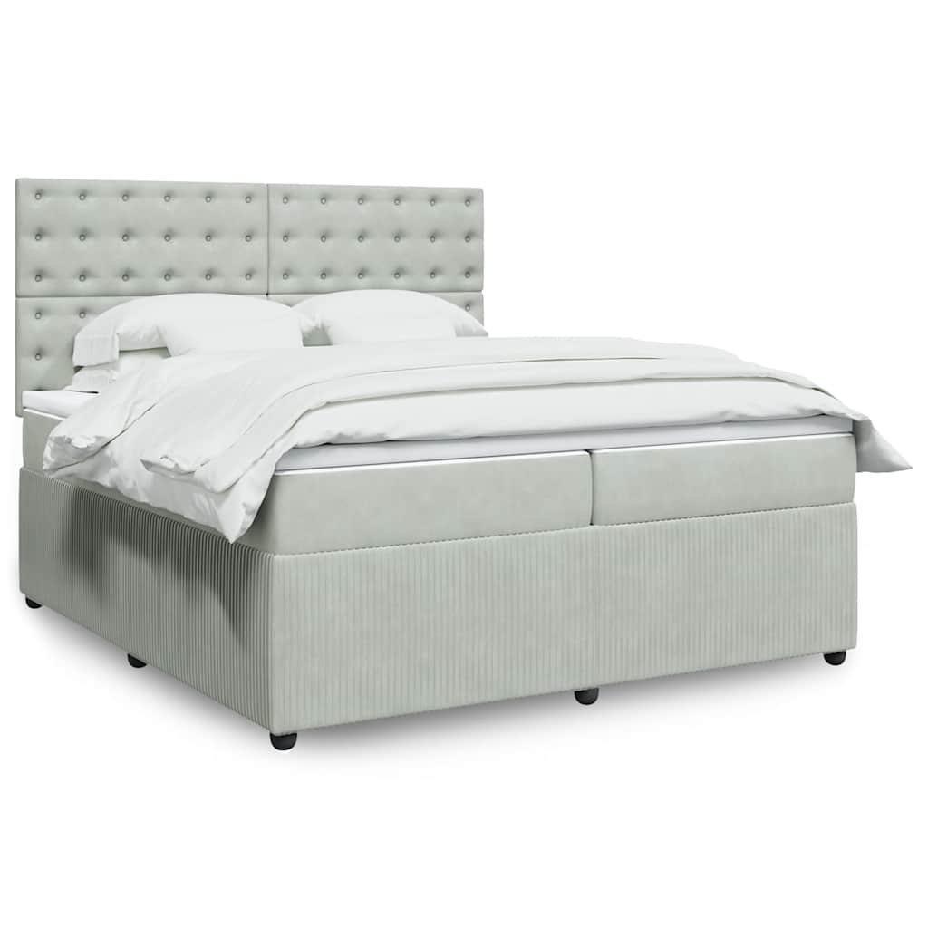 Box spring postelja z vzmetnico svetlo siva 200×200 cm žamet