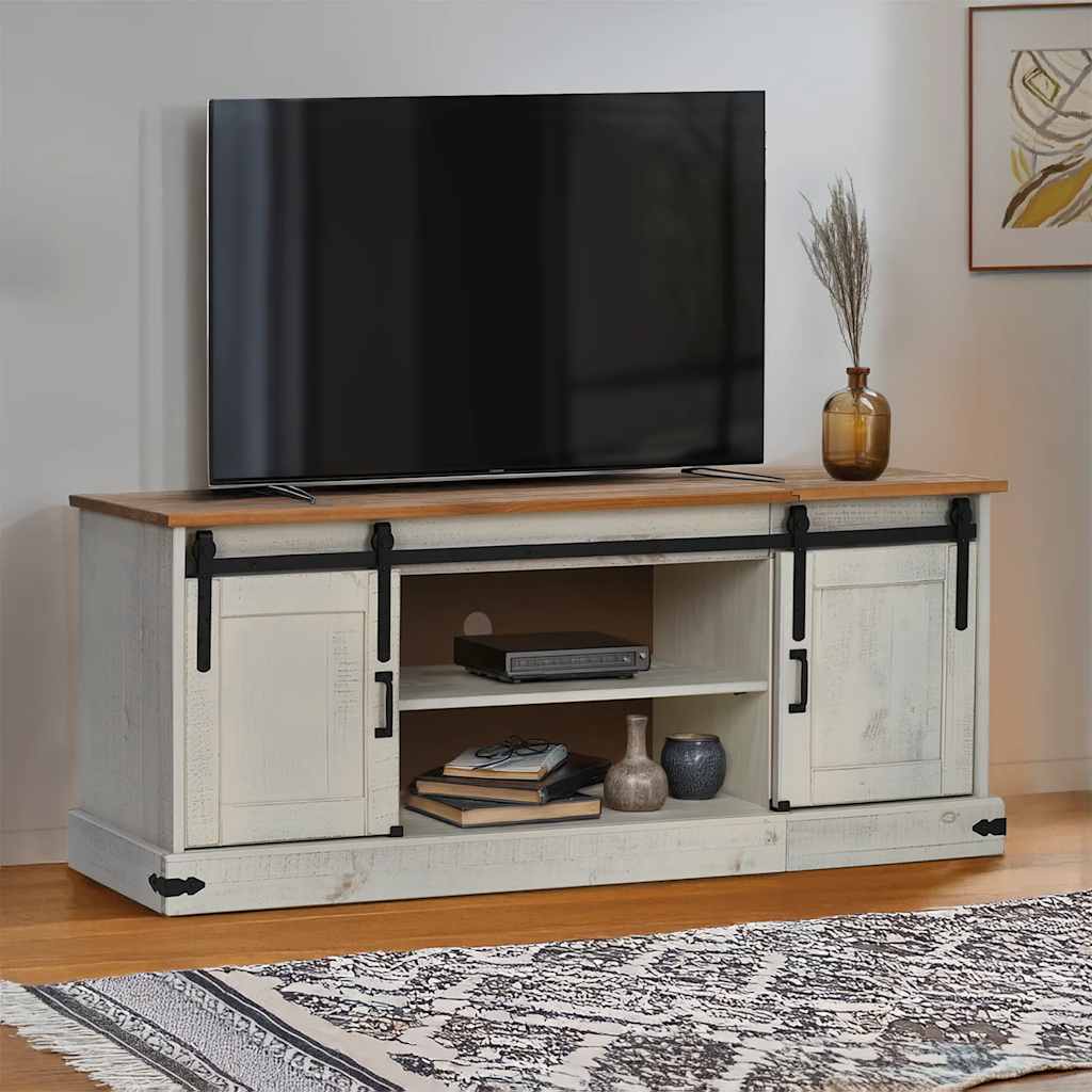 TV omarica HALDEN 2 drsna vrata bela 150x40x60 cm masivni les