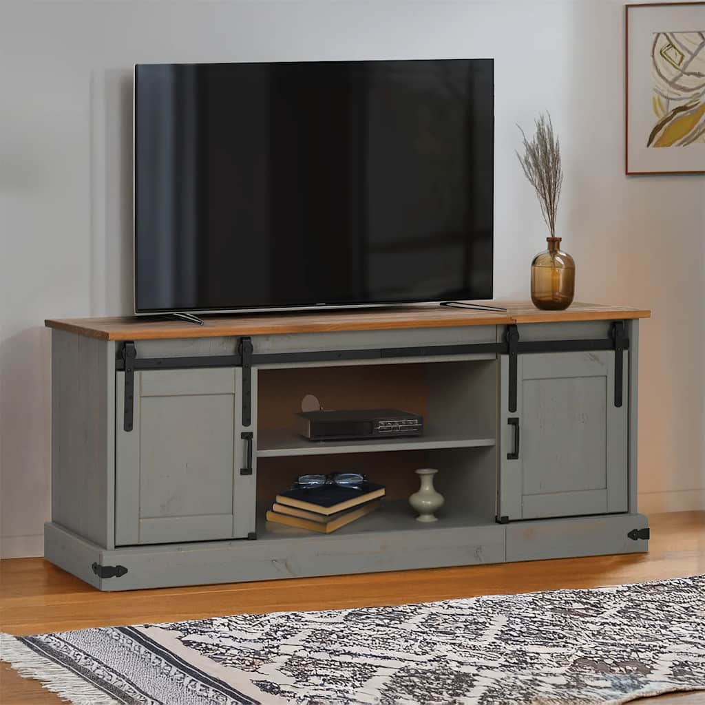 TV omarica HALDEN 2 drsna vrata siva 150x40x60 cm masivni les