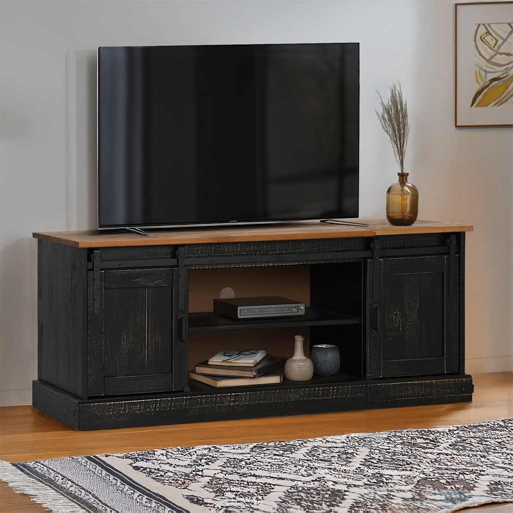 TV omarica HALDEN 2 drsna vrata črna 150x40x60 cm masivni les