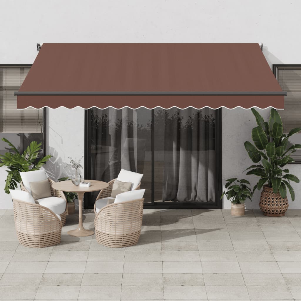 Avtomatsko zložljiva tenda z LED rjava 400×300 cm
