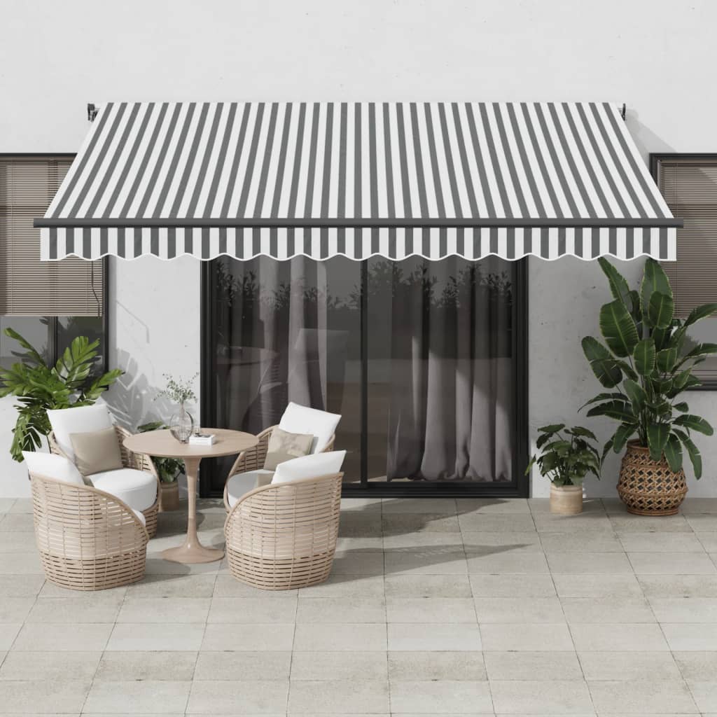 Avtomatsko zložljiva tenda z LED antracit in bela 400×300 cm