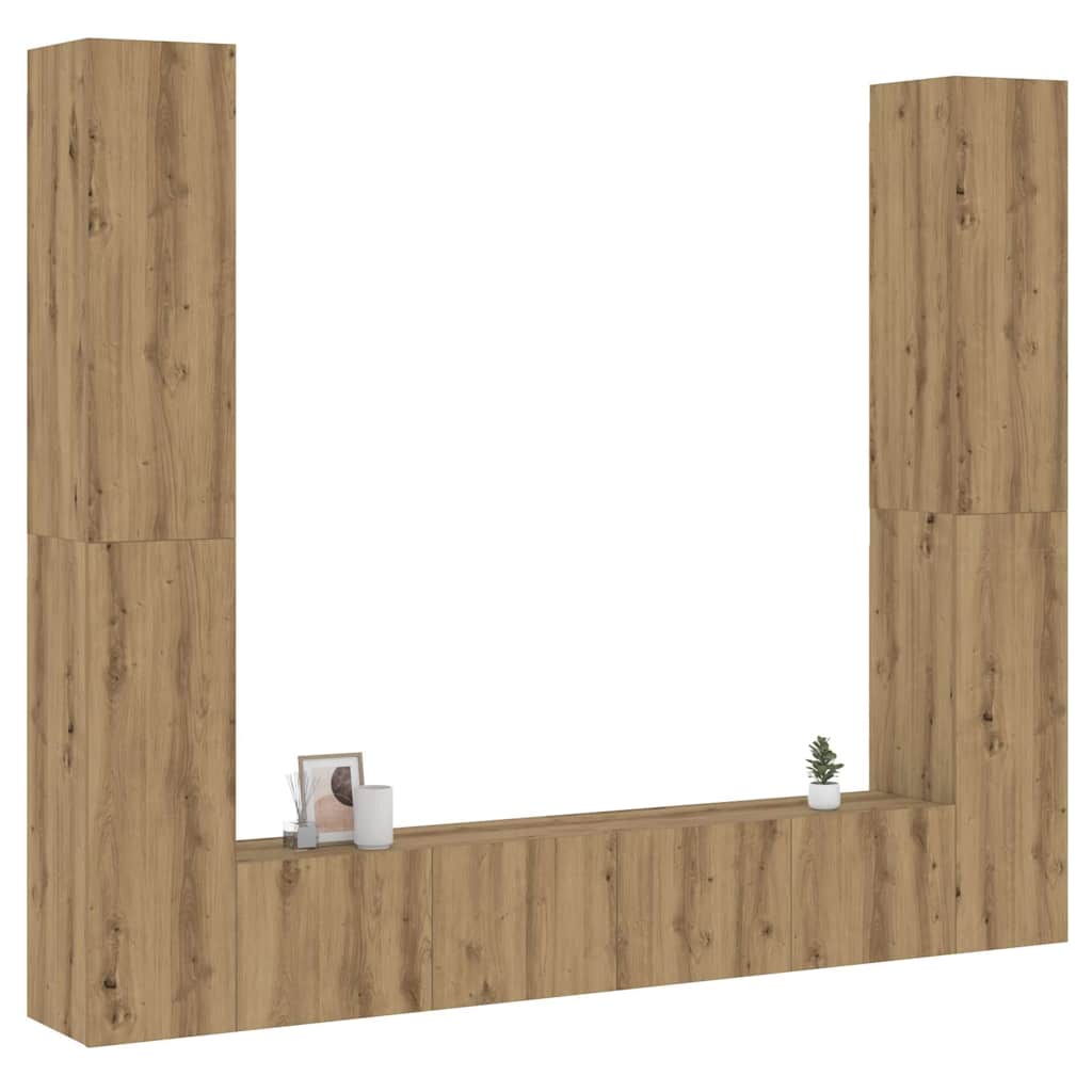 Set 6 kosov stenske TV omarice Artisan Oak Engineered Wood
