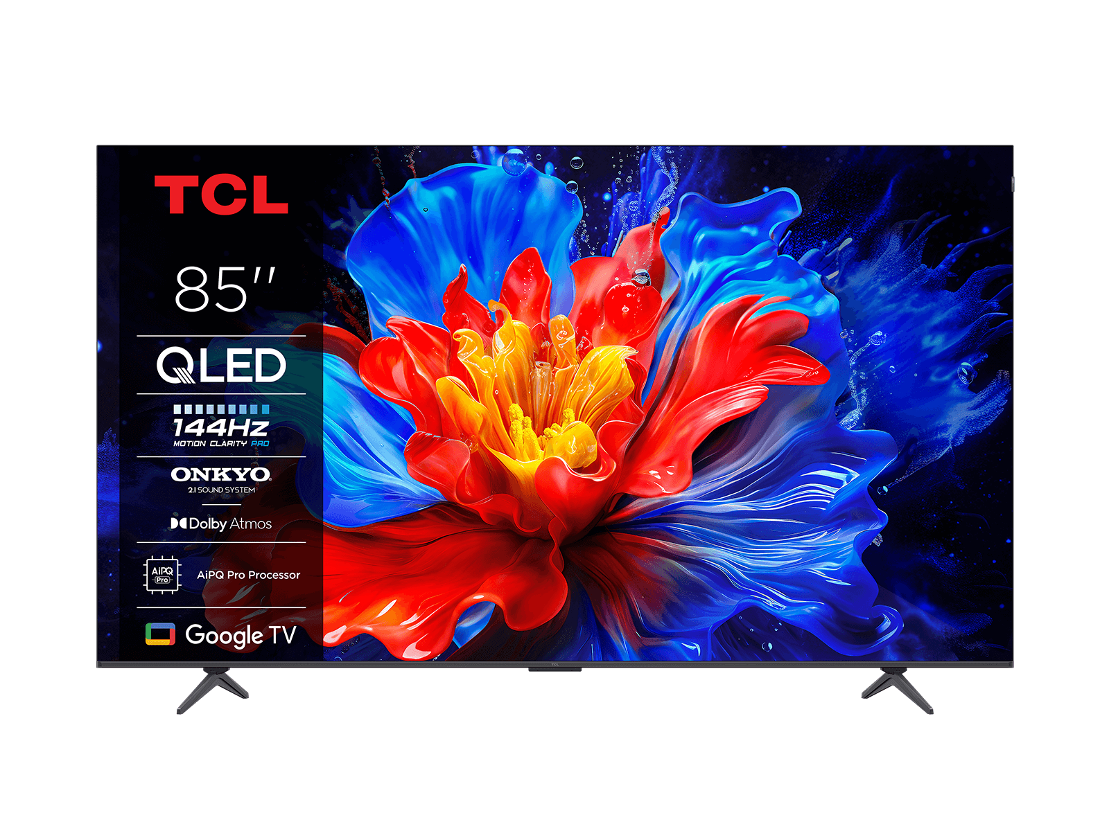 TCL 85P8K 4K QLED 144Hz Gooogle Smart TV, ONKYO 2.1 Hi-Fi sound