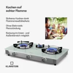 Klarstein Barzona 3 plinski štedilnik za kampiranje, bele barve (3 x gorilnik) - Image 2