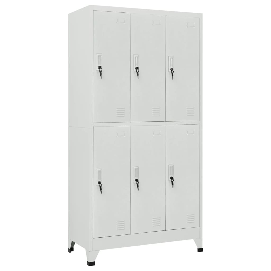Garderobna omara s 6 vrati jeklo 90x45x180cm siva