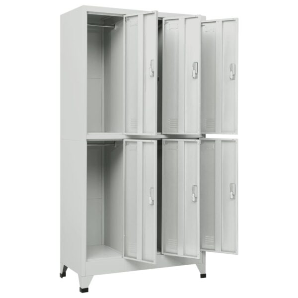 Garderobna omara s 6 vrati jeklo 90x45x180cm siva - Image 3