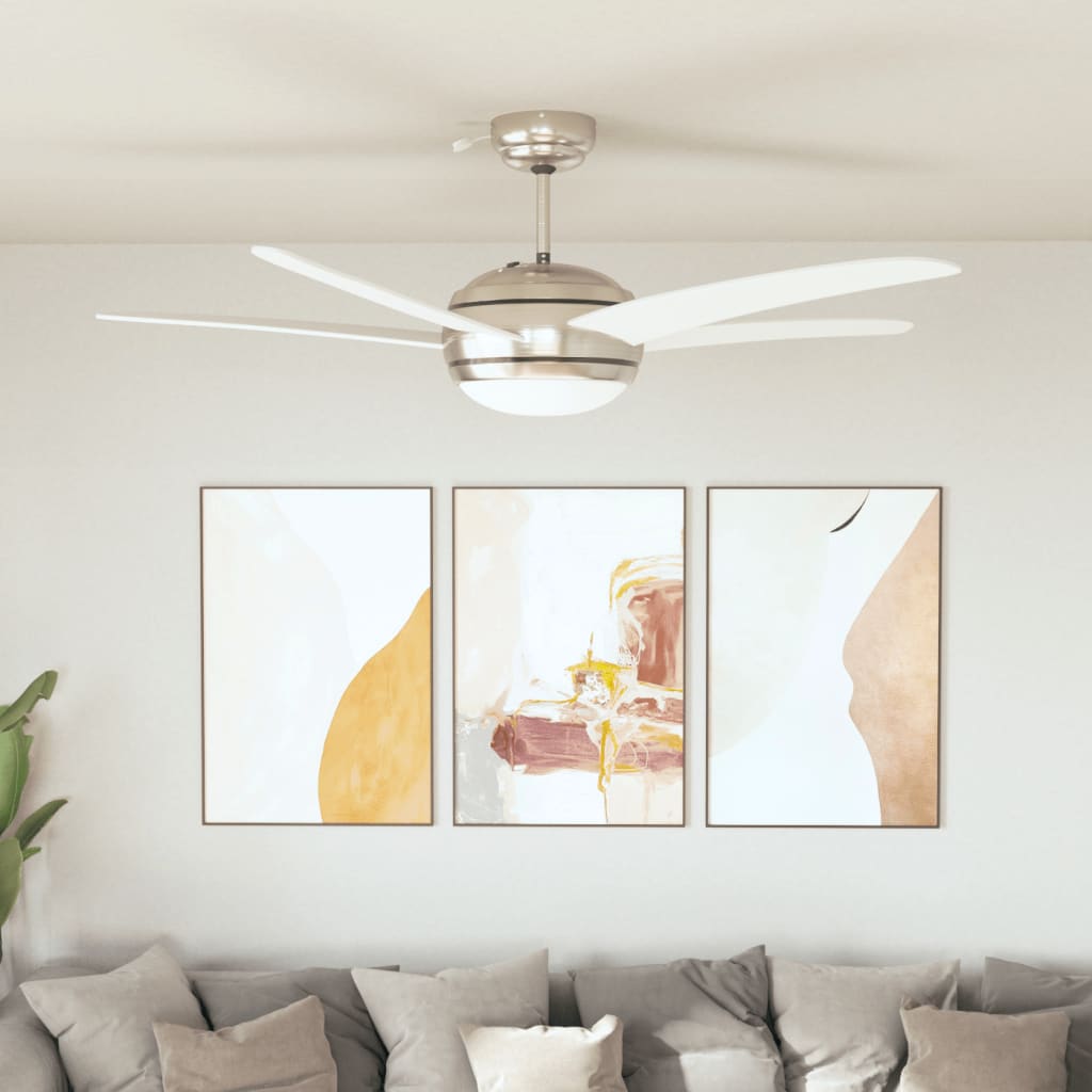 Dekorativni stropni ventilator s svetilko 128 cm bel