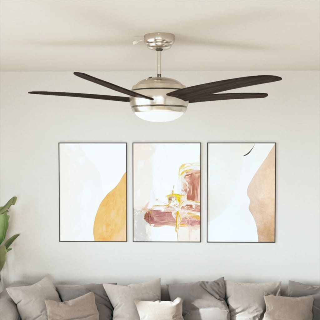 Dekorativni stropni ventilator s svetilko 128 cm rjav
