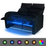 LED naslanjač dvosed umetno usnje črne barve - Image 3