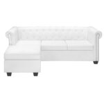 Chesterfield kavč L oblike umetno usnje bele barve - Image 2