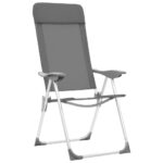 Zložljivi stoli za kampiranje 4 kosi sive barve aluminij - Image 3