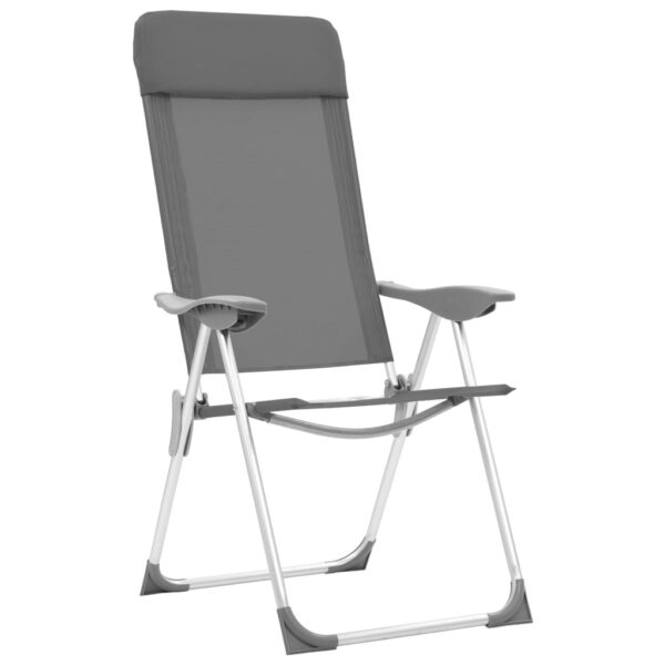 Zložljivi stoli za kampiranje 4 kosi sive barve aluminij - Image 3