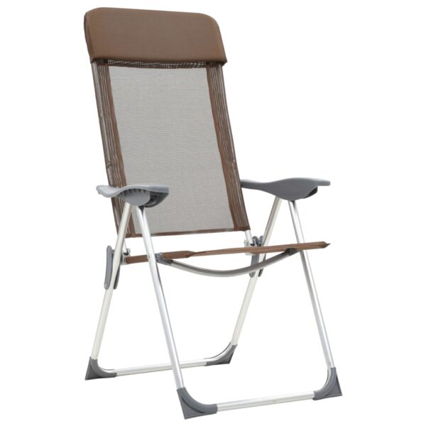 Zložljivi stoli za kampiranje 2 kosa rjave barve aluminij - Image 3