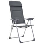 Stol za kampiranje 2 kosa sive barve aluminij 58x69x111 cm - Image 2