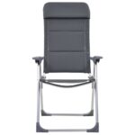 Stol za kampiranje 2 kosa sive barve aluminij 58x69x111 cm - Image 3