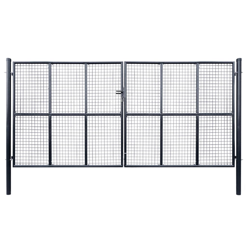 Mrežasta vrtna vrata pocinkano jeklo 400×175 cm siva