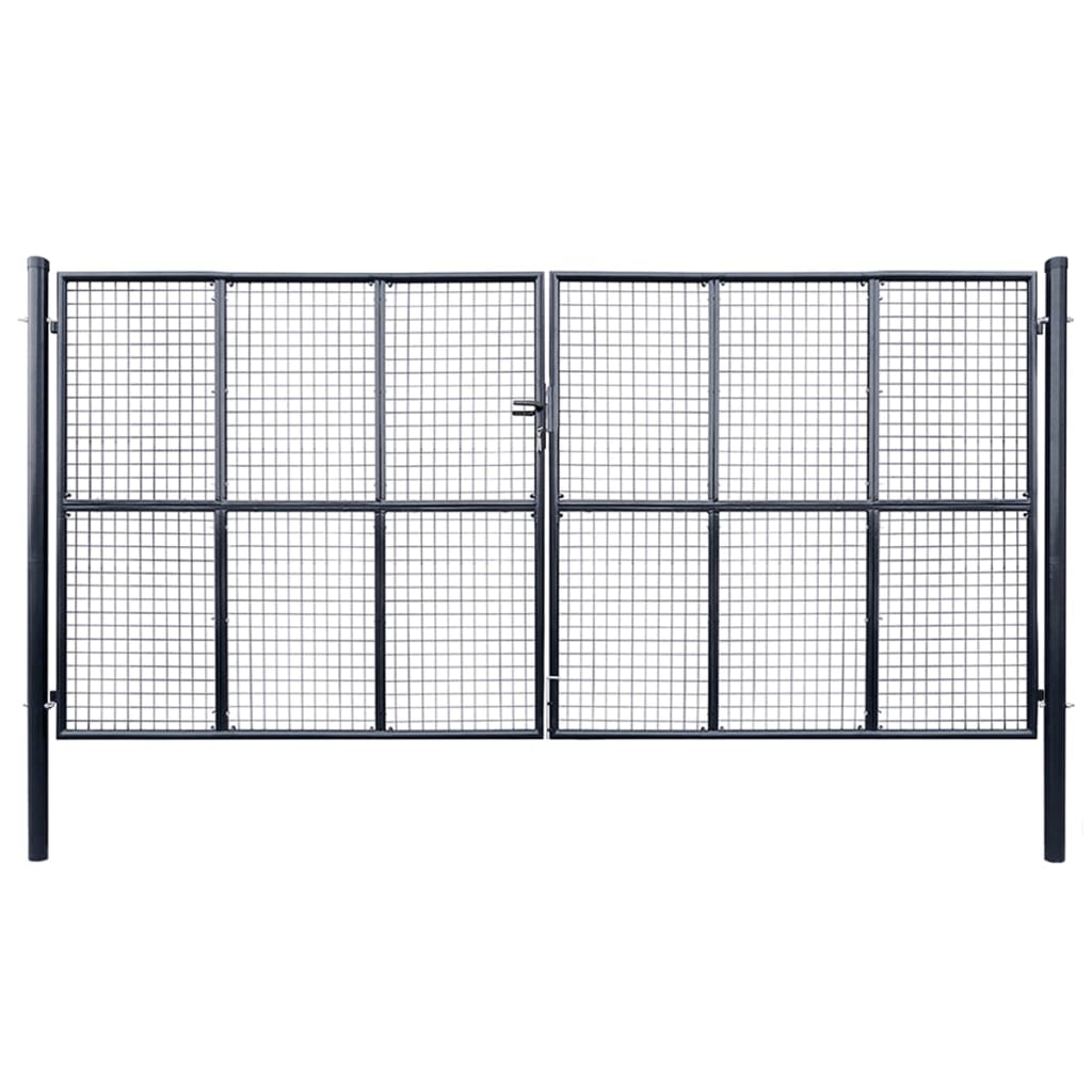 Mrežasta vrtna vrata pocinkano jeklo 400×200 cm siva
