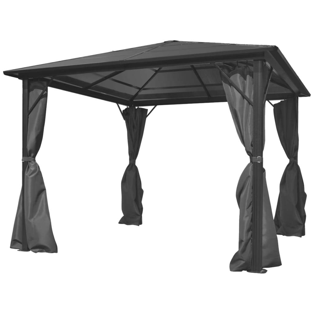 Paviljon z zavesami antracit aluminij 300×300 cm