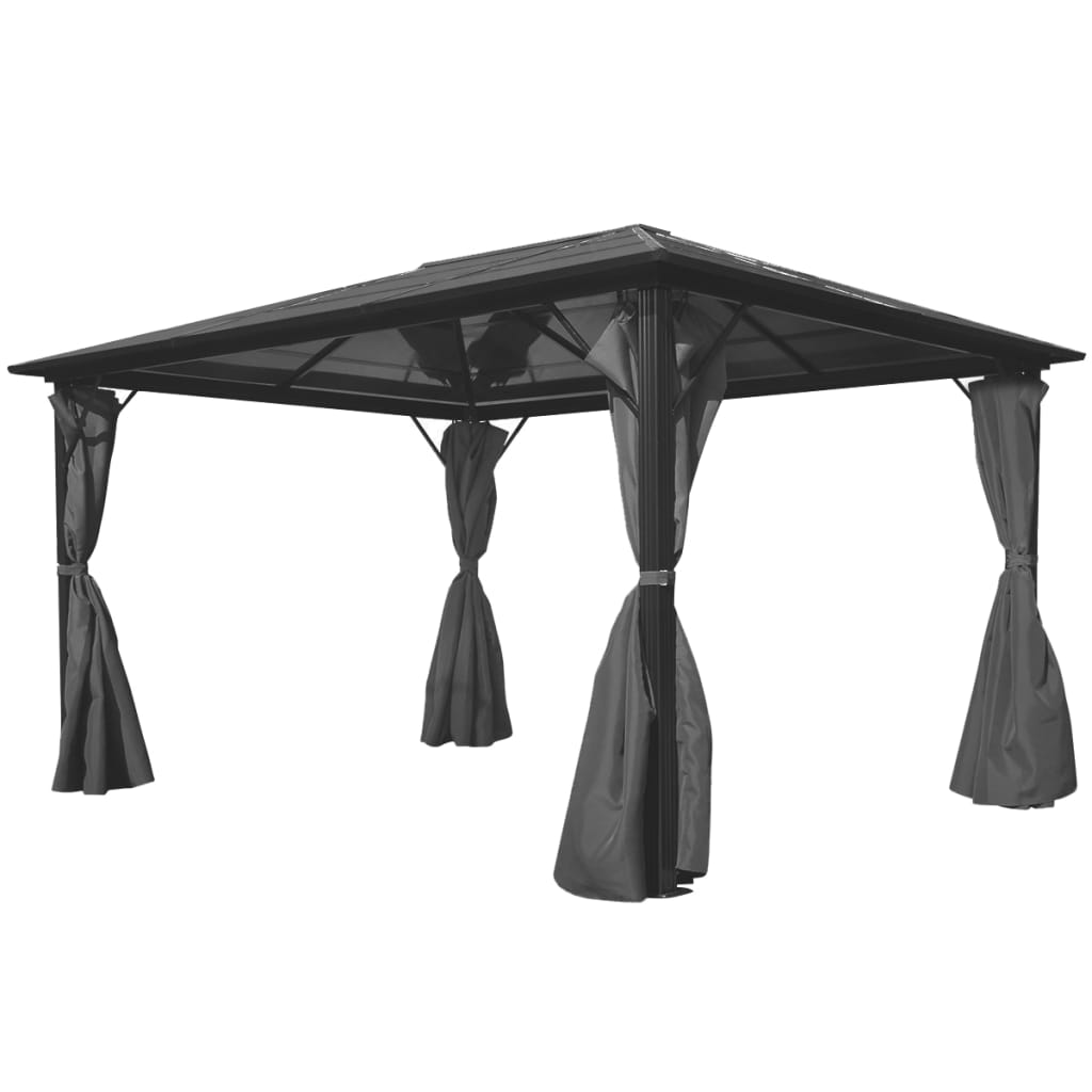 Paviljon z zavesami antracit aluminij 400×300 cm