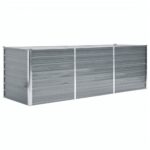 Visoka greda iz pocinkanega jekla 240x80x77 cm sive barve - Image 2