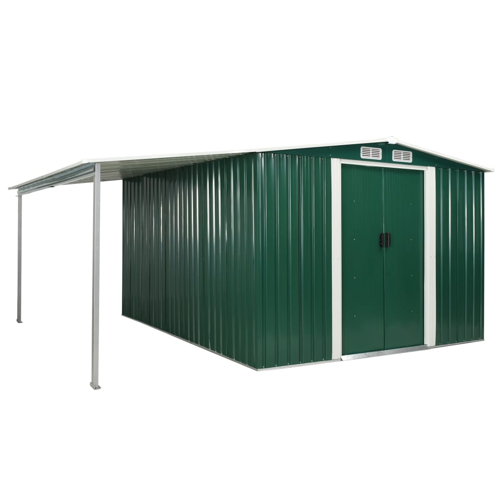 Vrtna lopa z drsnimi vrati zelena 386x312x178 cm jeklo