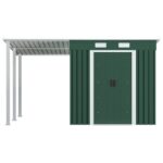 Vrtna lopa z nadstreškom zelena 335x193x184 cm jeklo - Image 2