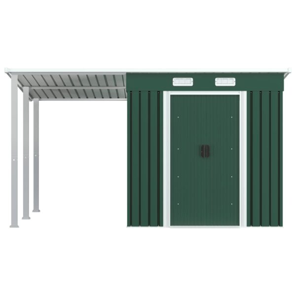 Vrtna lopa z nadstreškom zelena 335x193x184 cm jeklo - Image 2