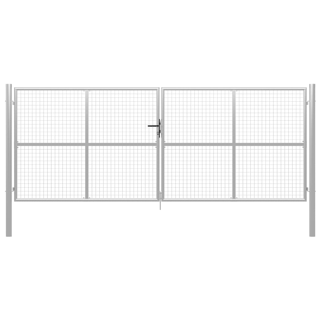 Vrtna vrata pocinkano jeklo 415×200 cm srebrna