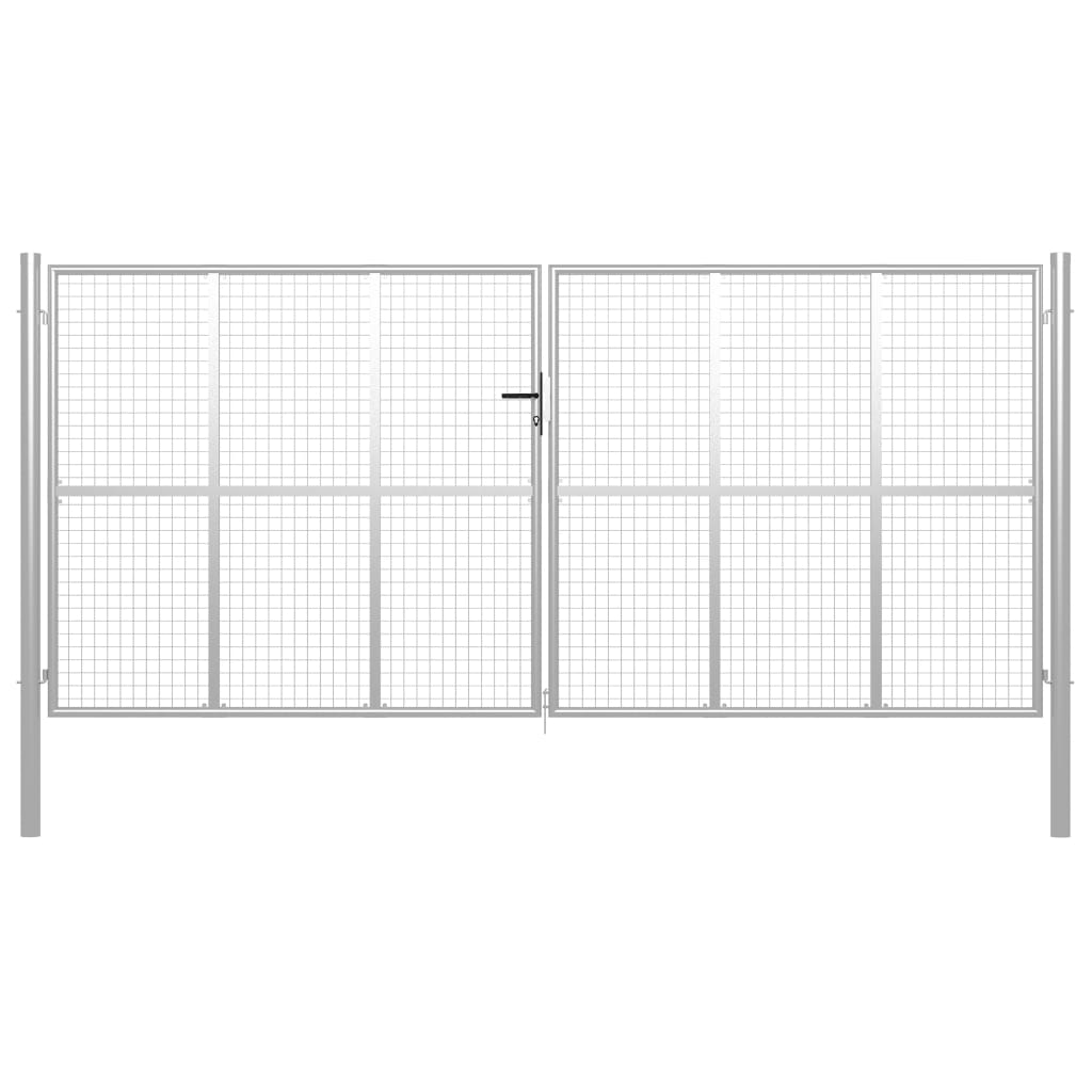 Vrtna vrata pocinkano jeklo 415×225 cm srebrna