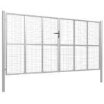 Vrtna vrata pocinkano jeklo 415x225 cm srebrna - Image 2