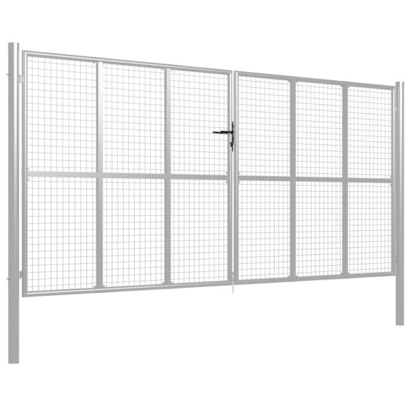 Vrtna vrata pocinkano jeklo 415x225 cm srebrna - Image 2