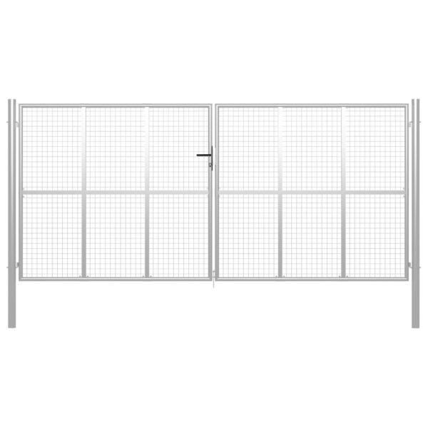 Vrtna vrata pocinkano jeklo 415x250 cm srebrna