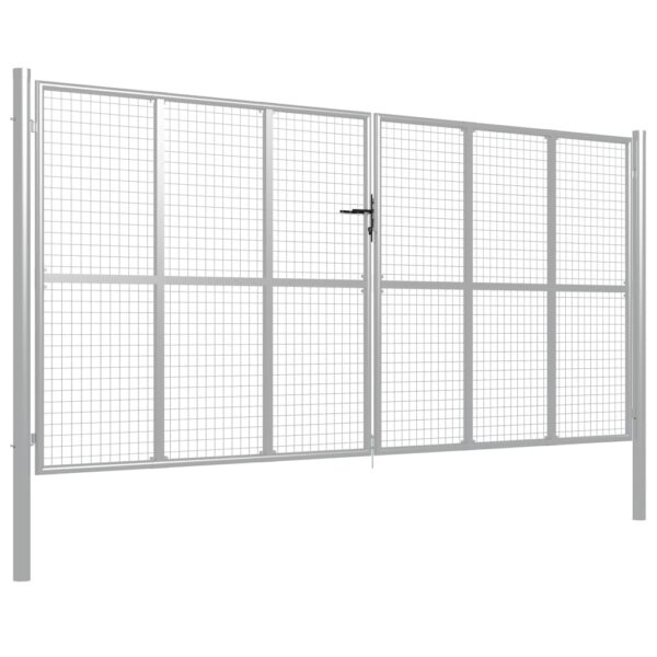 Vrtna vrata pocinkano jeklo 415x250 cm srebrna - Image 2