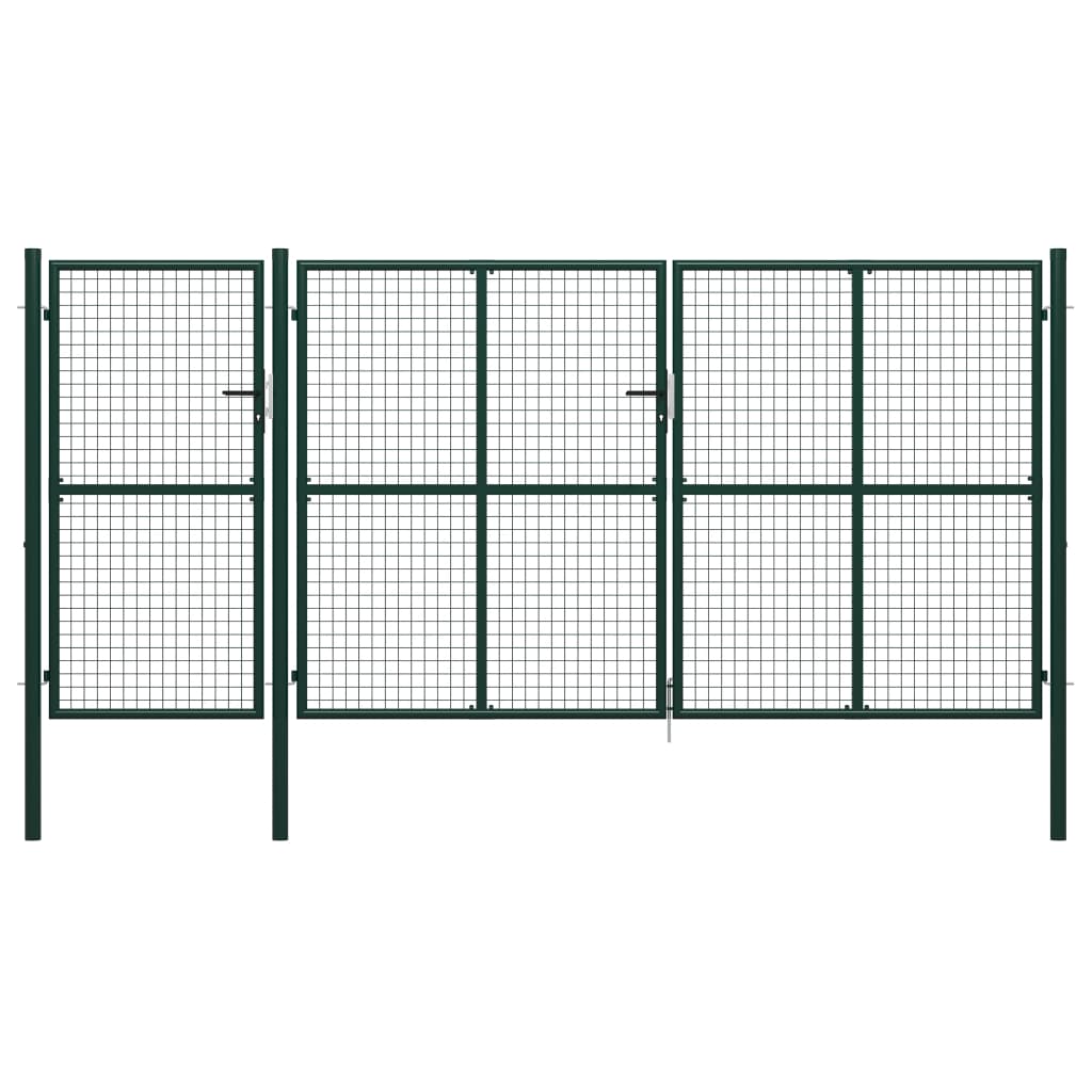 Vrtna vrata jeklena 400×200 cm zelena