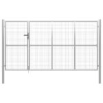 Vrtna vrata jeklena 350x150 cm srebrna