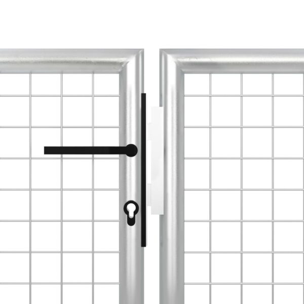 Vrtna vrata jeklena 350x150 cm srebrna - Image 3