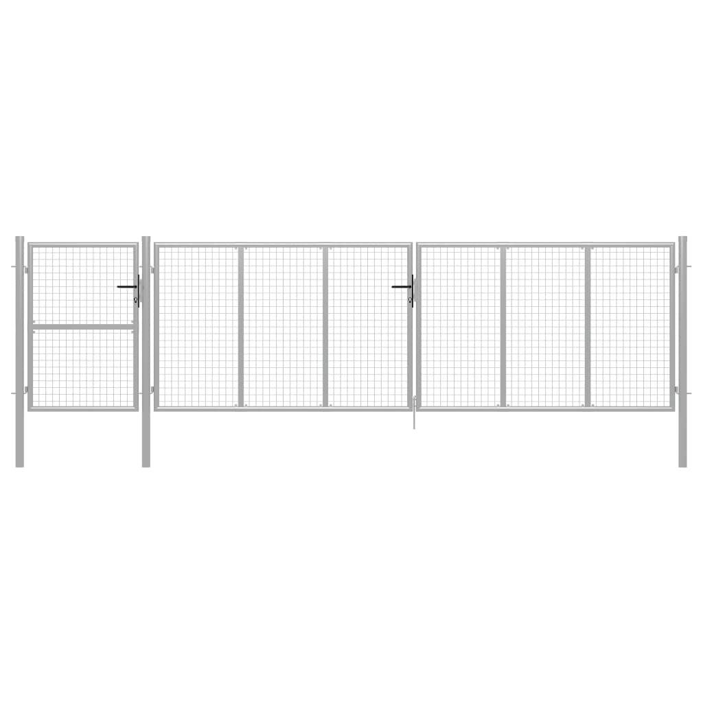 Vrtna vrata jeklena 500×125 cm srebrna