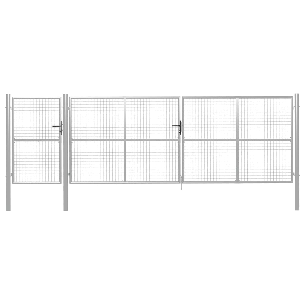 Vrtna vrata jeklena 500×150 cm srebrna