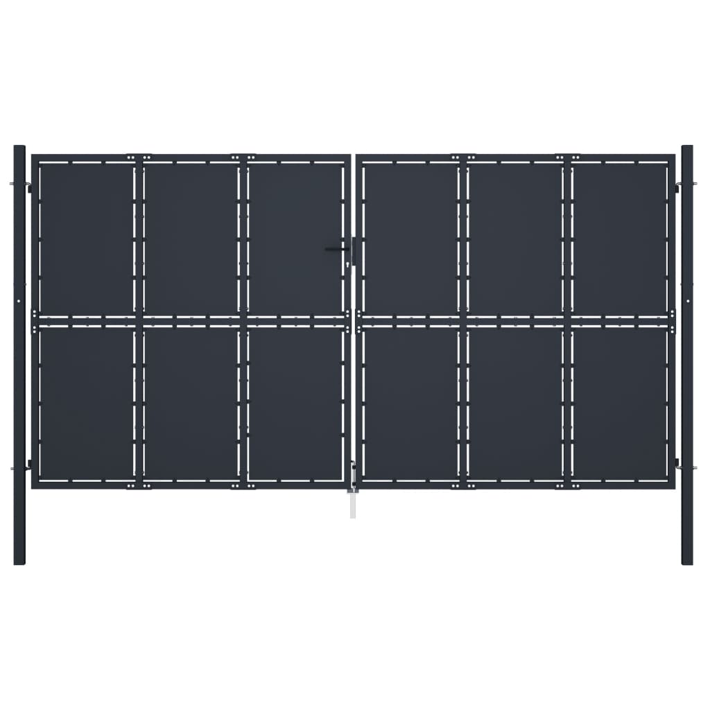 Vrtna vrata iz jekla 400×175 cm antracitna